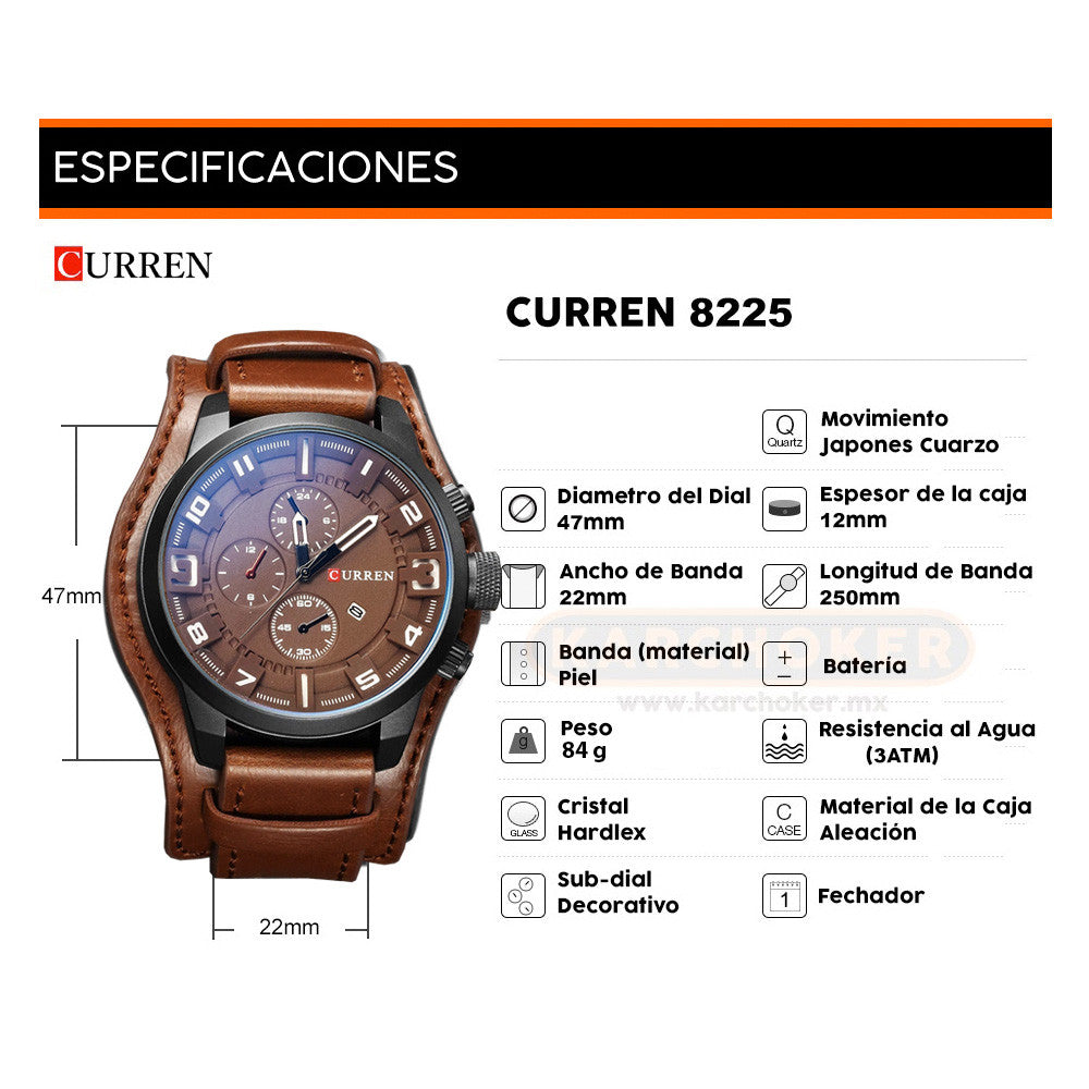 Reloj Curren 8225 en Cuero