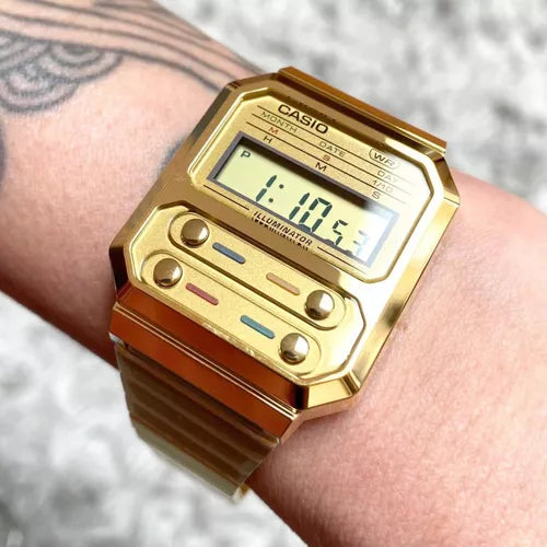 Reloj Casio A100we Vintage Alien Ripley Cronómetro Luz Led